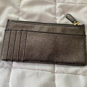 NORDSTROM Black Metallic Y2K Slim envelope WALLET Card ID Clutch Evening bag